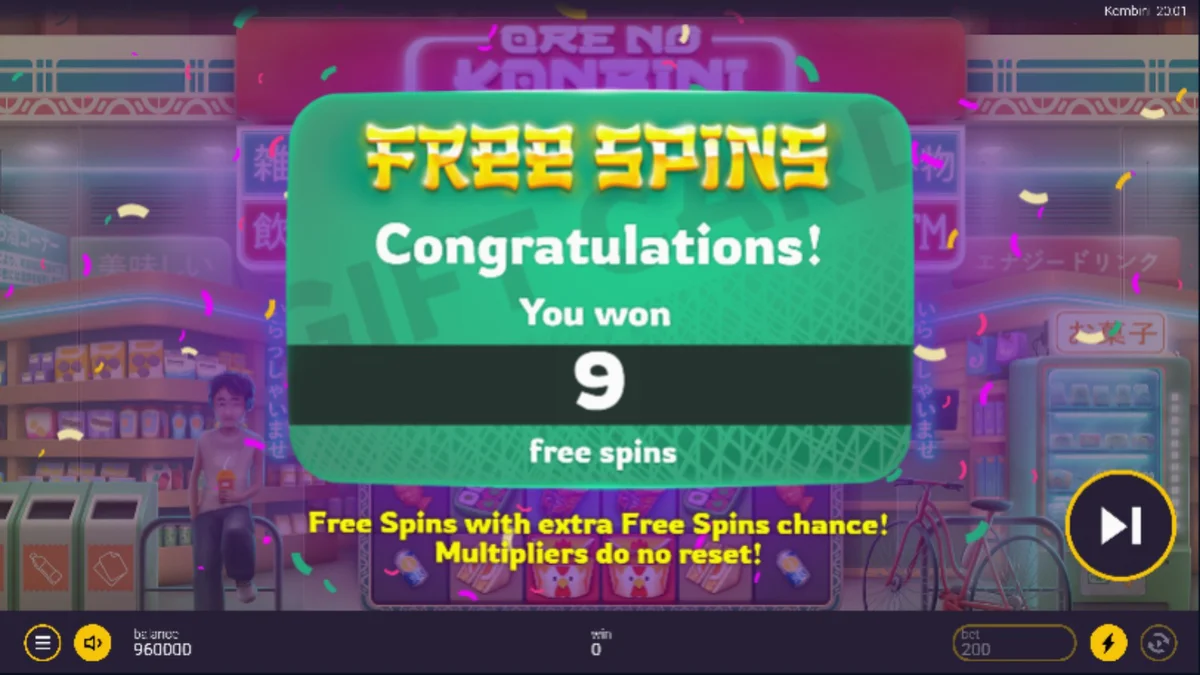 Interface do slot Ore No Konbini com tema de loja de conveniência japonesa