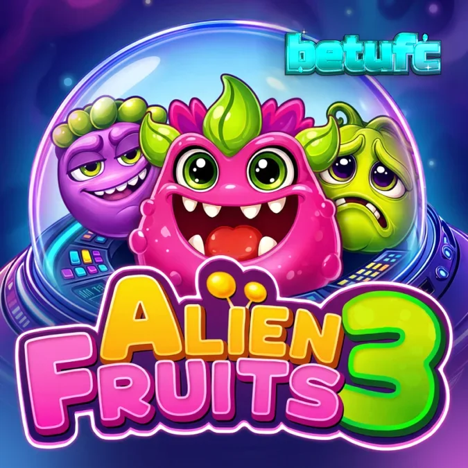 Interface colorida e vibrante do jogo de slot Alien Fruits 3 com símbolos de frutas espaciais.